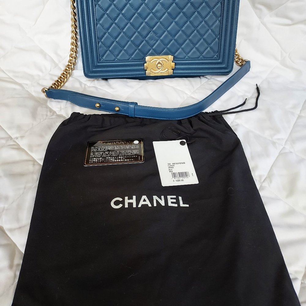 CHANEL Medium Blue Flap Boy Bag